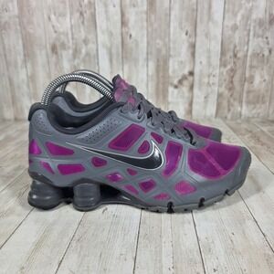 Nike Shox Turbo Running Shoes Womens Size 7 Gray Purple Sneakers Athletic